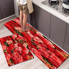 Floral Kitchen Floor Mat Non slip Waterproof Soft Rug