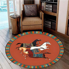 Mayan Style Pattern Round Carpet Anti-Skid Floor Mat Rug