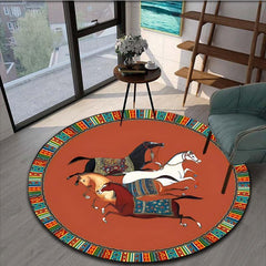 Mayan Style Pattern Round Carpet Anti-Skid Floor Mat Rug