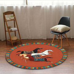 Mayan Style Pattern Round Carpet Anti-Skid Floor Mat Rug