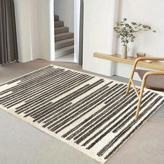 Modern Line Pattern Rug Farmhouse Area Rug Bohemian Striped Easy Cleaning
