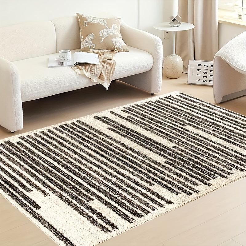 Modern Line Pattern Rug Farmhouse Area Rug Bohemian Striped Easy Cleaning