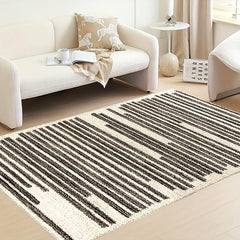 Modern Line Pattern Rug Farmhouse Area Rug Bohemian Striped Easy Cleaning