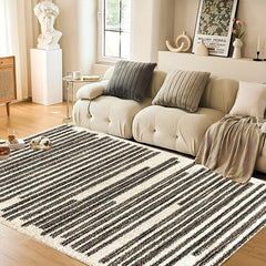 Modern Line Pattern Rug Farmhouse Area Rug Bohemian Striped Easy Cleaning