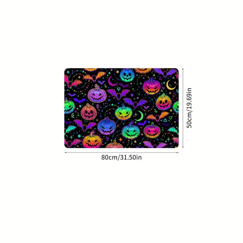 Halloween Pumpkin & Bats Doormat Indoor Floor Mat Non-Slip Kitchen Rug