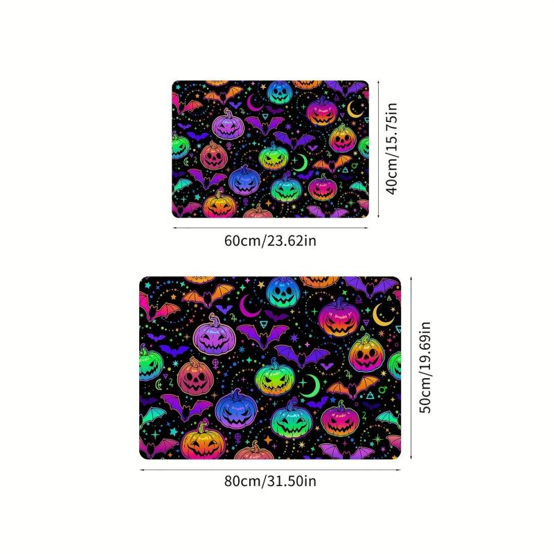 Halloween Pumpkin & Bats Doormat Indoor Floor Mat Non-Slip Kitchen Rug