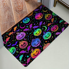 Halloween Pumpkin & Bats Doormat Indoor Floor Mat Non-Slip Kitchen Rug