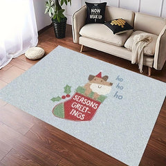 Christmas Puppy Entry Carpet Vintage Absorbent Non Slip Rugs