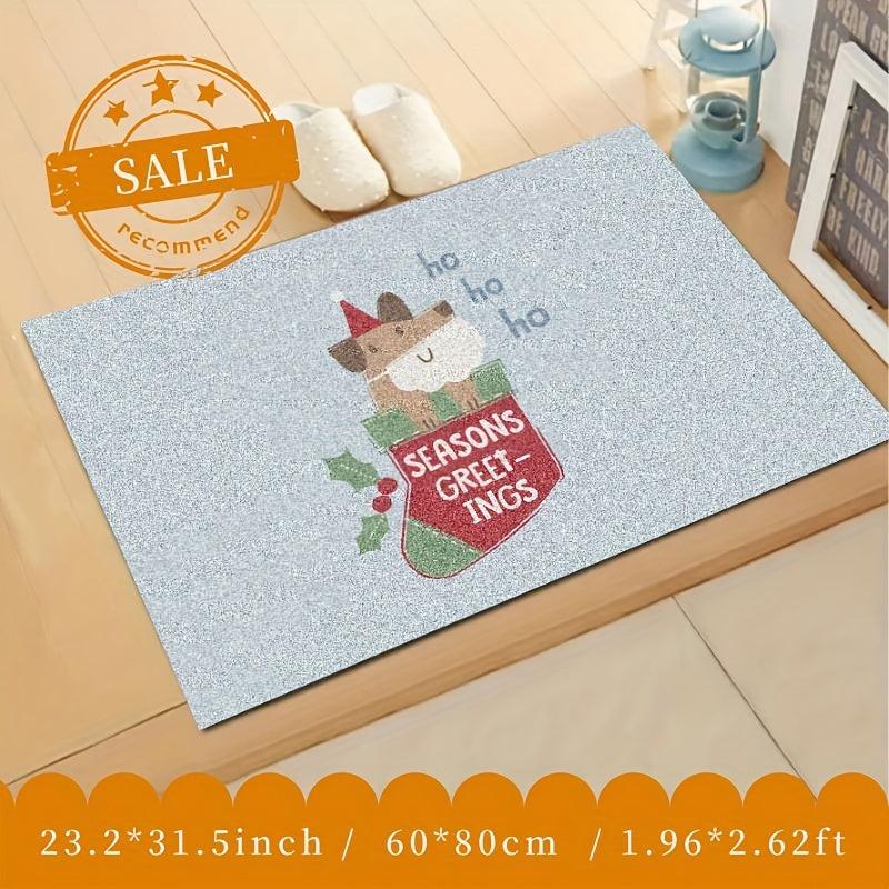 Christmas Puppy Entry Carpet Vintage Absorbent Non Slip Rugs