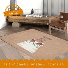 Happy New Year Cat Kitchen Rug Non Slip Washable Carpet Entrance Doormat