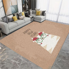 Happy New Year Cat Kitchen Rug Non Slip Washable Carpet Entrance Doormat