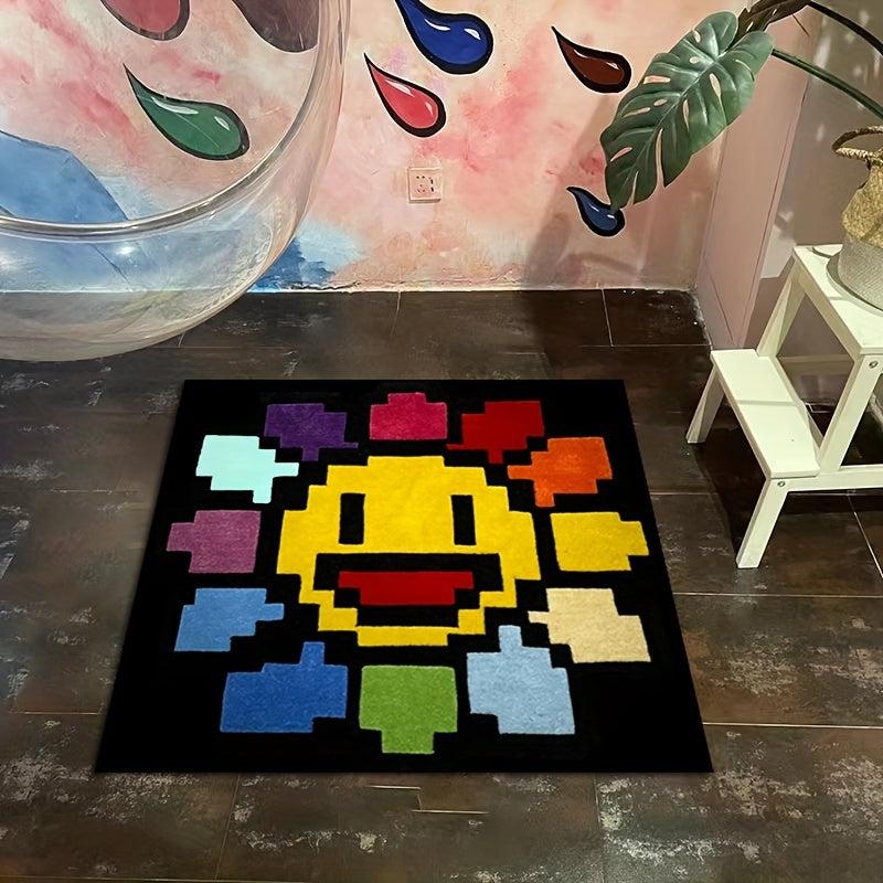Smiling Sunflower Area Rug Soft Carpet for Home Children's Room