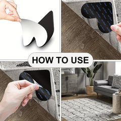 8pcs Double Sided Rug Tape Non Slip Grip for Tile & Hardwood Floors