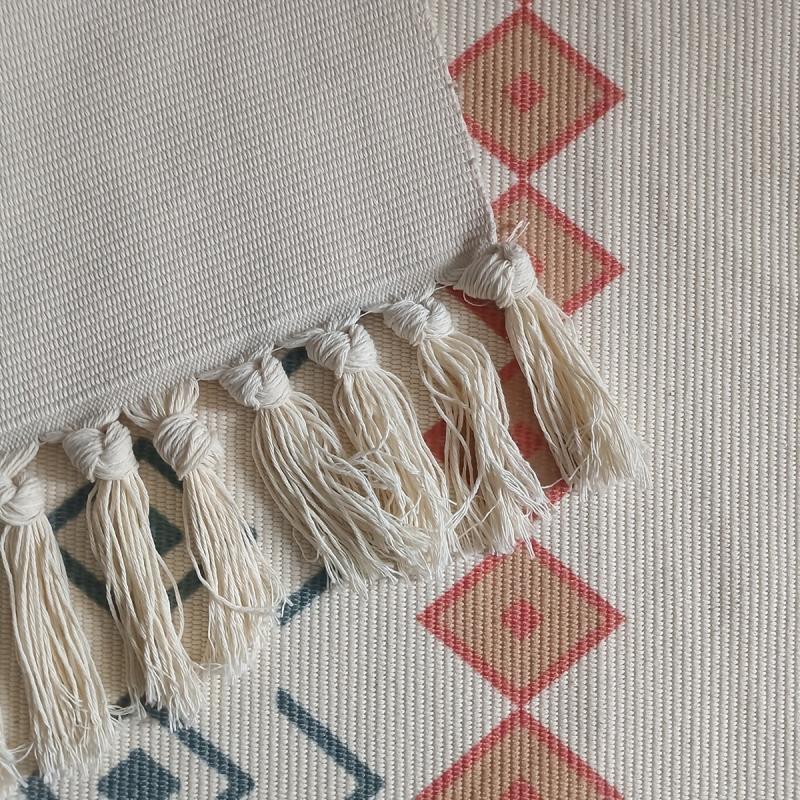 Boho Geometric Tassels Area Rug Fringe With Non Slip Mat