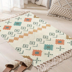 Boho Geometric Tassels Area Rug Fringe With Non Slip Mat
