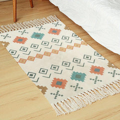 Boho Geometric Tassels Area Rug Fringe With Non Slip Mat