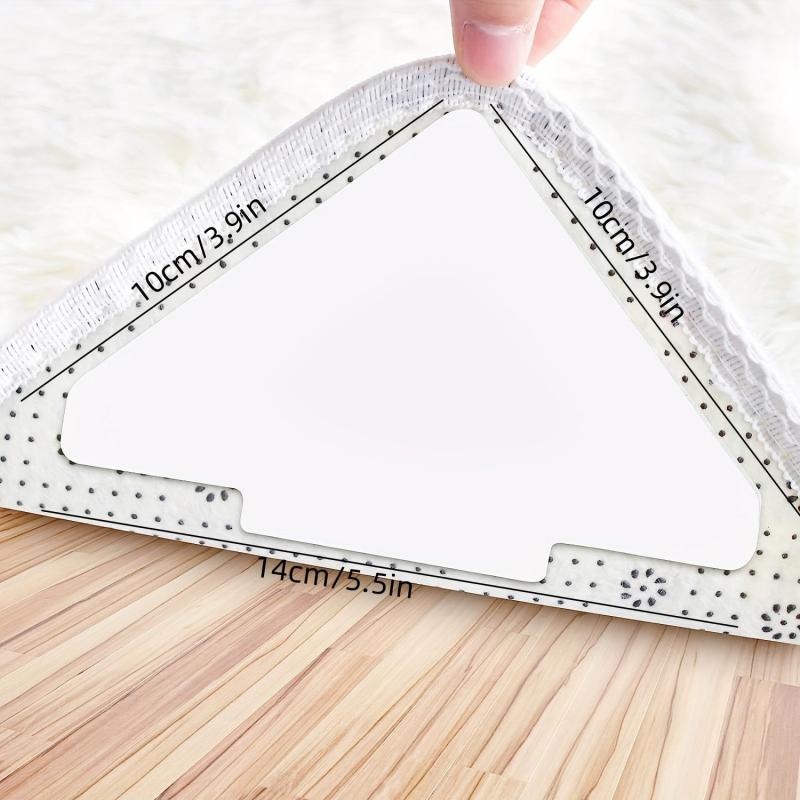 4pcs Rug Tape Double Sided Non Slip Washable Rug Stopper for Floors Carpets