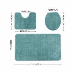 3pcs Non Slip Absorbent Bathroom Rug Set Soft Area Floor Mat U Shaped Toilet Mat