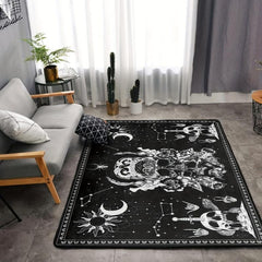 Halloween Skull & Flower Pattern Carpet Mat Flannel Floor Mat Kitchen Rug