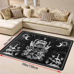 Halloween Skull & Flower Pattern Carpet Mat Flannel Floor Mat Kitchen Rug