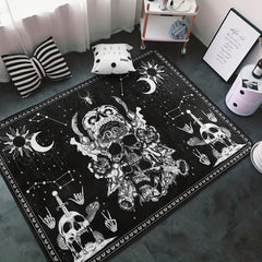 Halloween Skull & Flower Pattern Carpet Mat Flannel Floor Mat Kitchen Rug