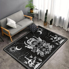 Halloween Skull & Flower Pattern Carpet Mat Flannel Floor Mat Kitchen Rug