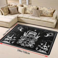 Halloween Skull & Flower Pattern Carpet Mat Flannel Floor Mat Kitchen Rug