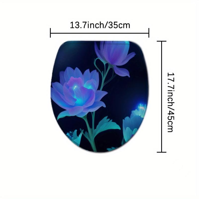 Fluorescent Flower Bathroom Rug Set Shaggy Non Slip