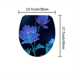 Fluorescent Flower Bathroom Rug Set Shaggy Non Slip