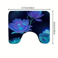 Fluorescent Flower Bathroom Rug Set Shaggy Non Slip