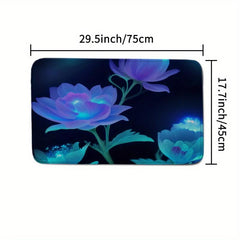 Fluorescent Flower Bathroom Rug Set Shaggy Non Slip