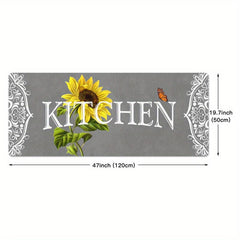Sunflower Print Anti Fatigue Kitchen Mat Absorbent Slip Resistant Washable