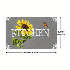 Sunflower Print Anti Fatigue Kitchen Mat Absorbent Slip Resistant Washable