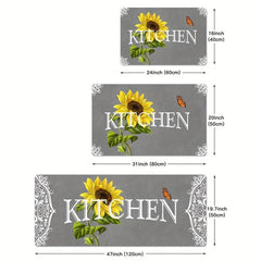Sunflower Print Anti Fatigue Kitchen Mat Absorbent Slip Resistant Washable