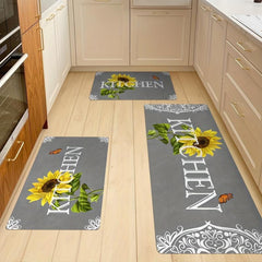 Sunflower Print Anti Fatigue Kitchen Mat Absorbent Slip Resistant Washable
