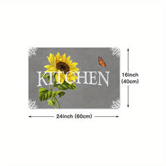 Sunflower Print Anti Fatigue Kitchen Mat Absorbent Slip Resistant Washable