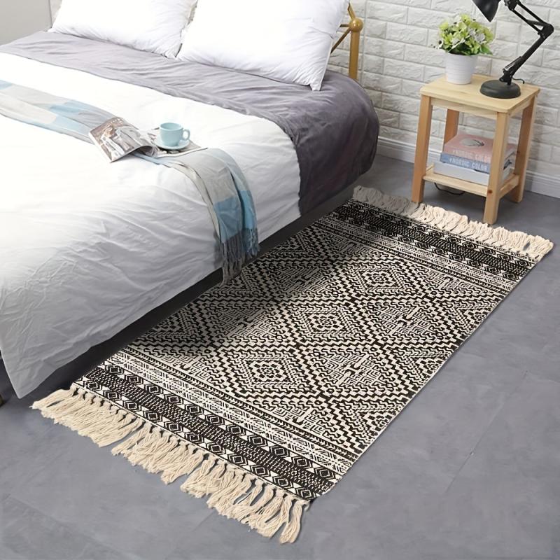 Bohemian Cotton & Linen Tassel Floor Mat - Room Decor