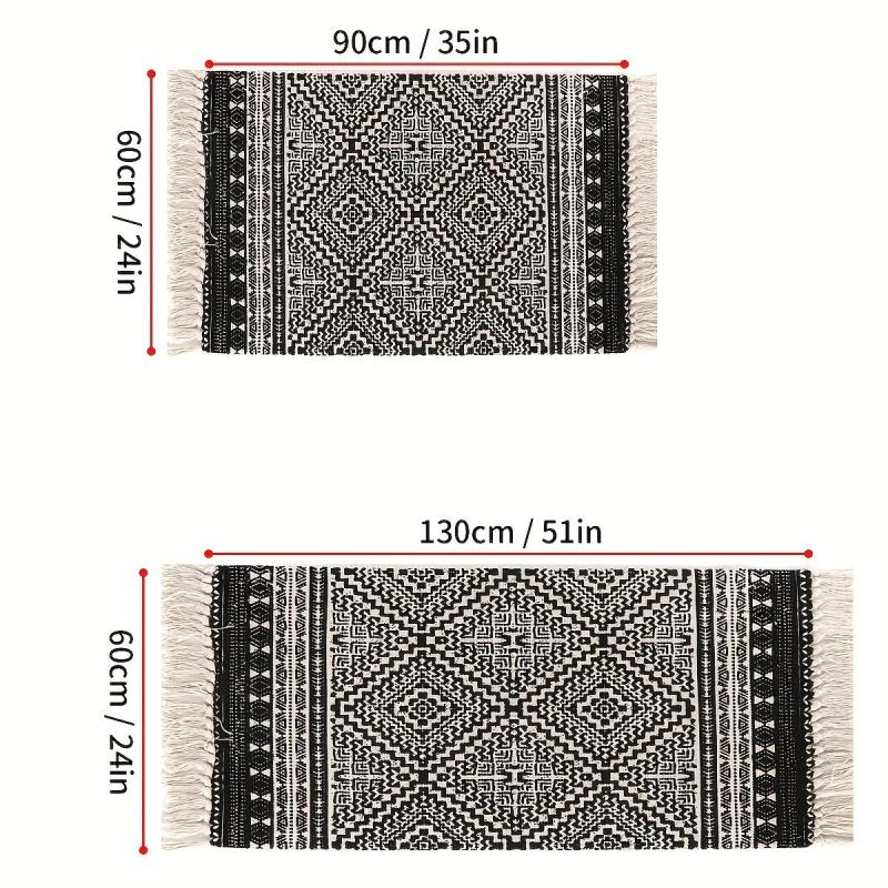 Bohemian Cotton & Linen Tassel Floor Mat - Room Decor