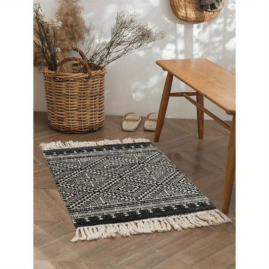 Bohemian Cotton & Linen Tassel Floor Mat - Room Decor