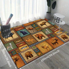 Soft Animal Pattern Flannel Floor Mat Machine Washable