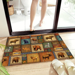 Soft Animal Pattern Flannel Floor Mat Machine Washable