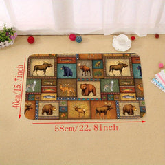 Soft Animal Pattern Flannel Floor Mat Machine Washable