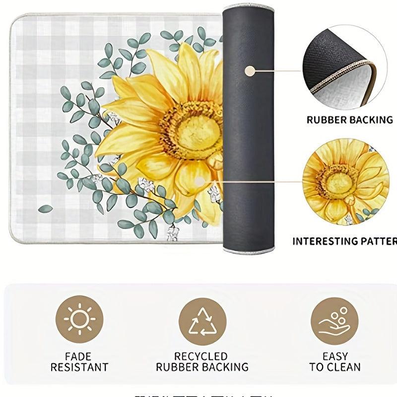 Soft Kitchen Rug Anti Fatigue Rustic Floral Non Slip Runner