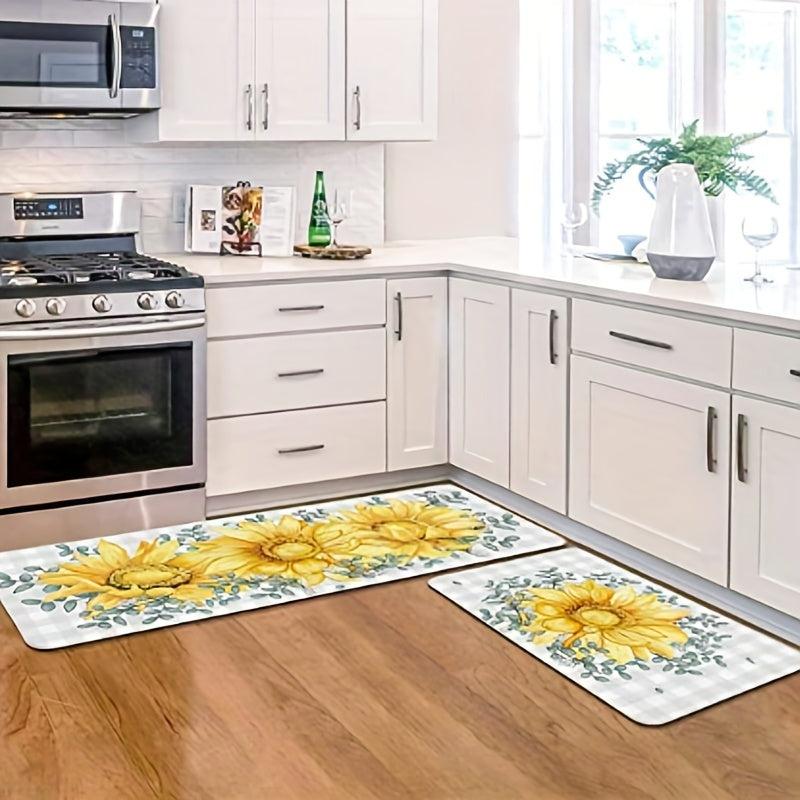 Soft Kitchen Rug Anti Fatigue Rustic Floral Non Slip Runner