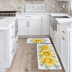 Soft Kitchen Rug Anti Fatigue Rustic Floral Non Slip Runner