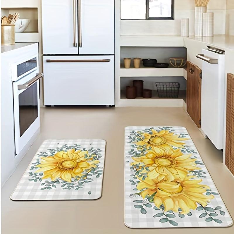 Soft Kitchen Rug Anti Fatigue Rustic Floral Non Slip Runner