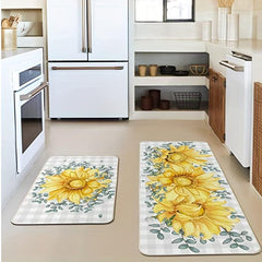 Soft Kitchen Rug Anti Fatigue Rustic Floral Non Slip Runner