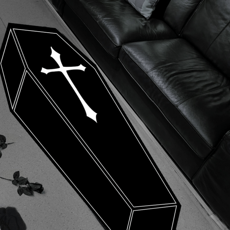 Thickened 950g Cross Coffin Plush Mat Light Living Room Carpet