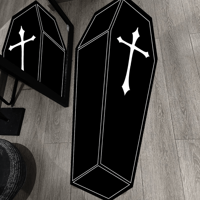 Thickened 950g Cross Coffin Plush Mat Light Living Room Carpet