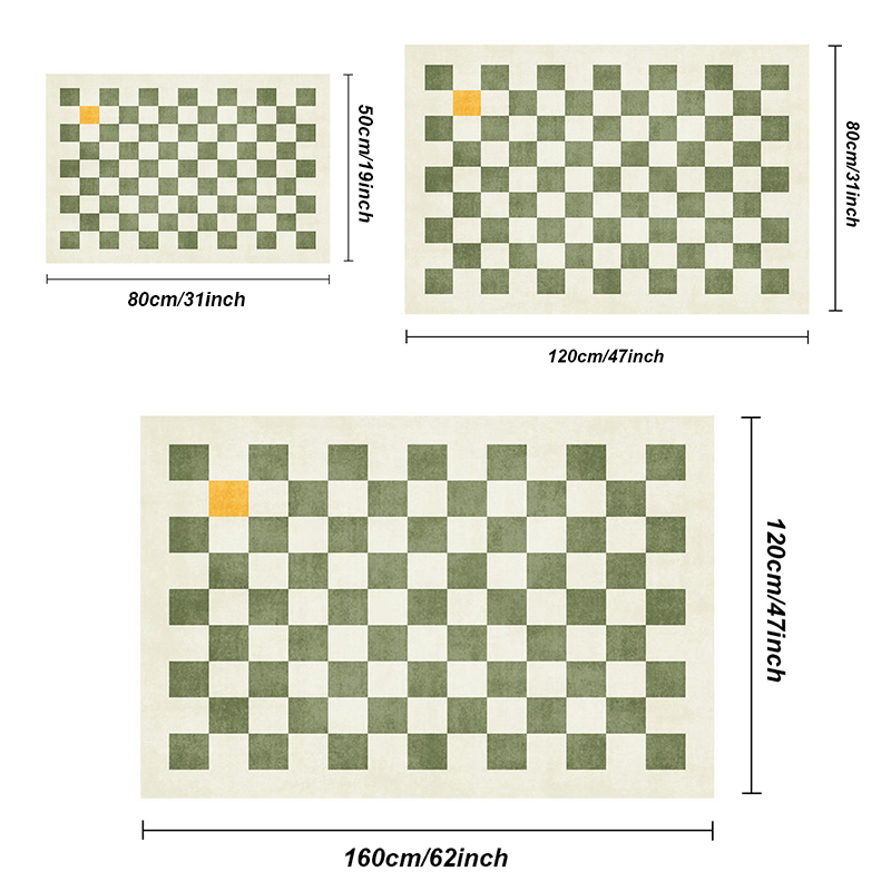 Nordic Geometric Checkerboard Carpet Non-slip Shaggy Mat
